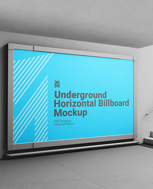 Free Underground Horizontal Billboard Mockup