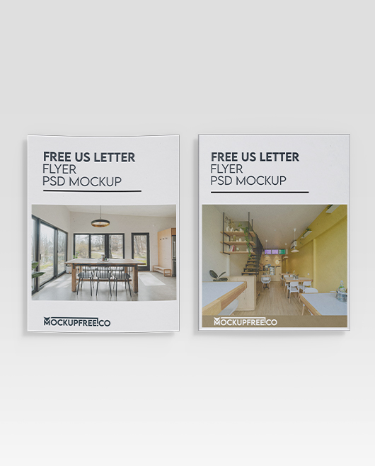 Free US Letter Flyer PSD Mockup Set for Photoshop