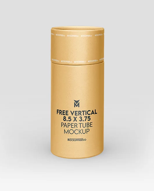 Free Vertical 8.5 x 3.75 Paper Tube Mockup