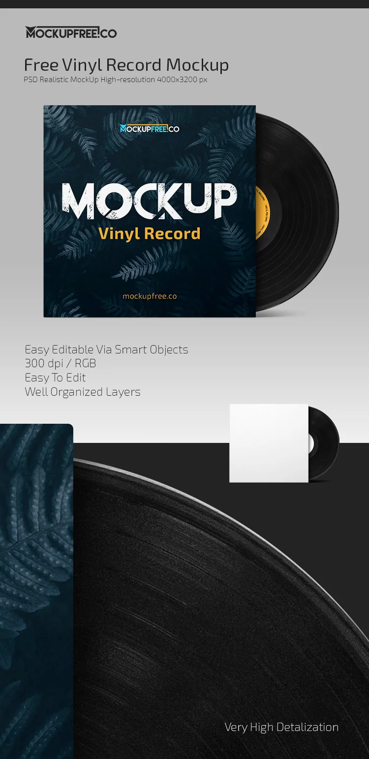 Free Vinyl Record PSD Mockup