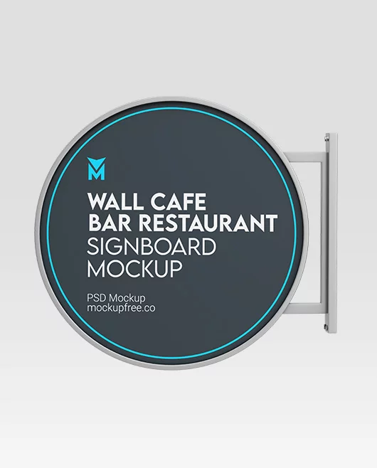 Free Wall Cafe/Bar/Restaurant Signboard PSD Mockup