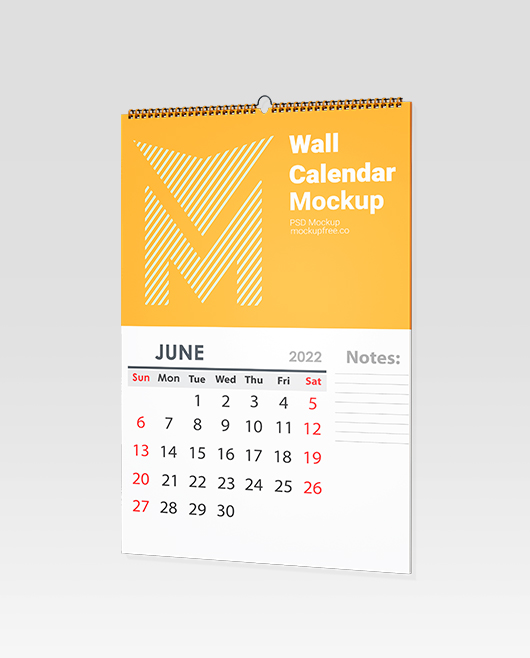 Free Wall Calendar Mockup PSD Set for Adobe
