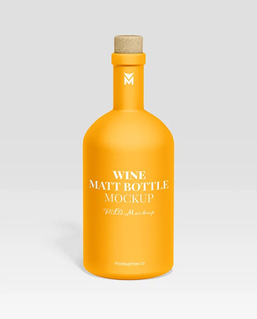 Free Wine Matt Bottle PSD Mockup