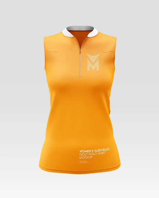 Free Women’s Sleeveless Golf Polo Shirt PSD Mockup