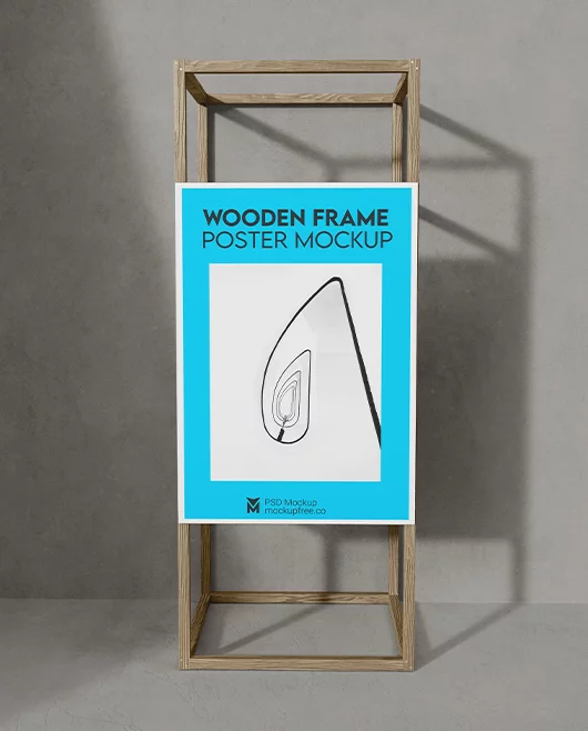 Free Wooden Frame Poster Mockup PSD