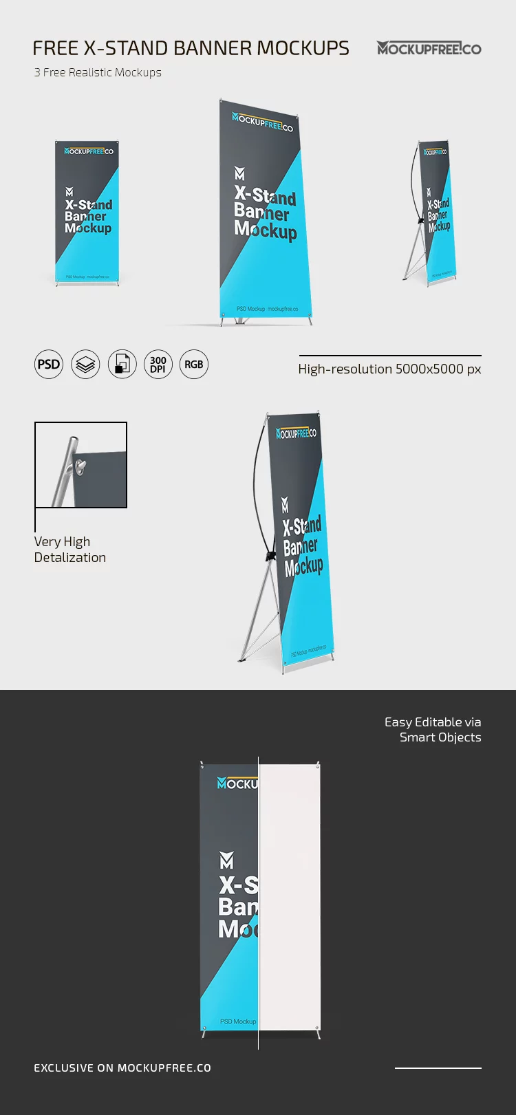 Free X-Stand Banner Mockups for Photoshop (PSD)