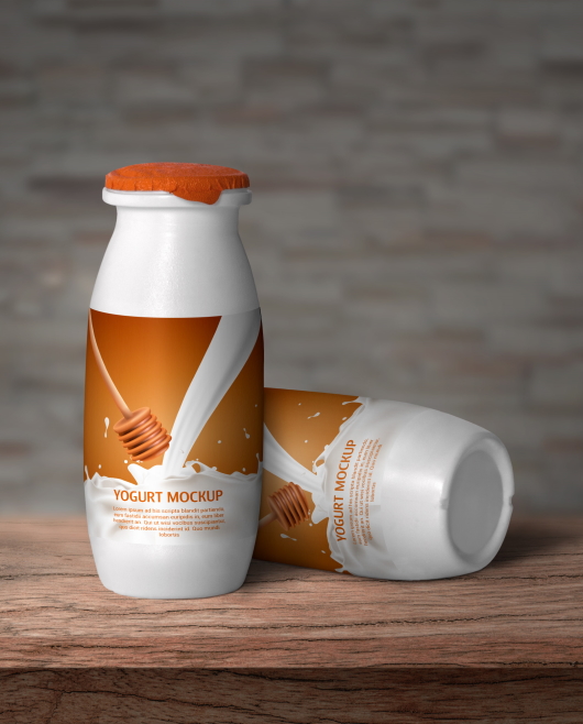 Free Yogurt Bottle Mockup Template Set in PSD format