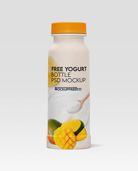 Free Yogurt Bottle PSD Mockup Set for Photoshop