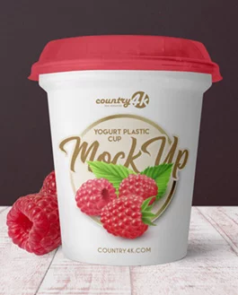 Free Yogurt Plastic Cup PSD MockUp in 4k