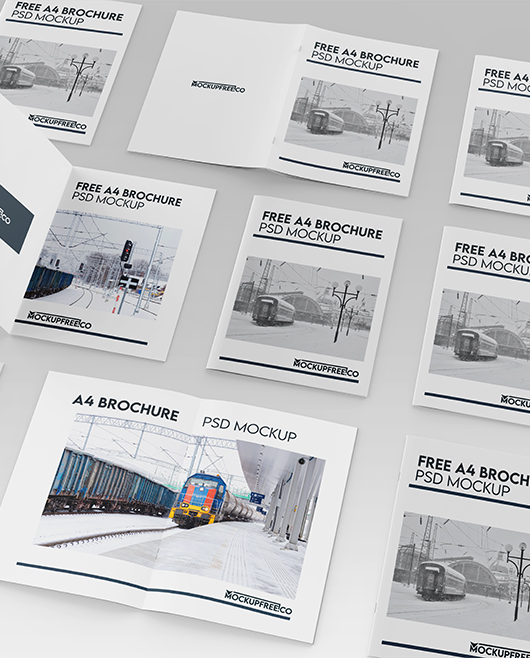 Free A4 Brochure PSD Mockup Collection for Photoshop