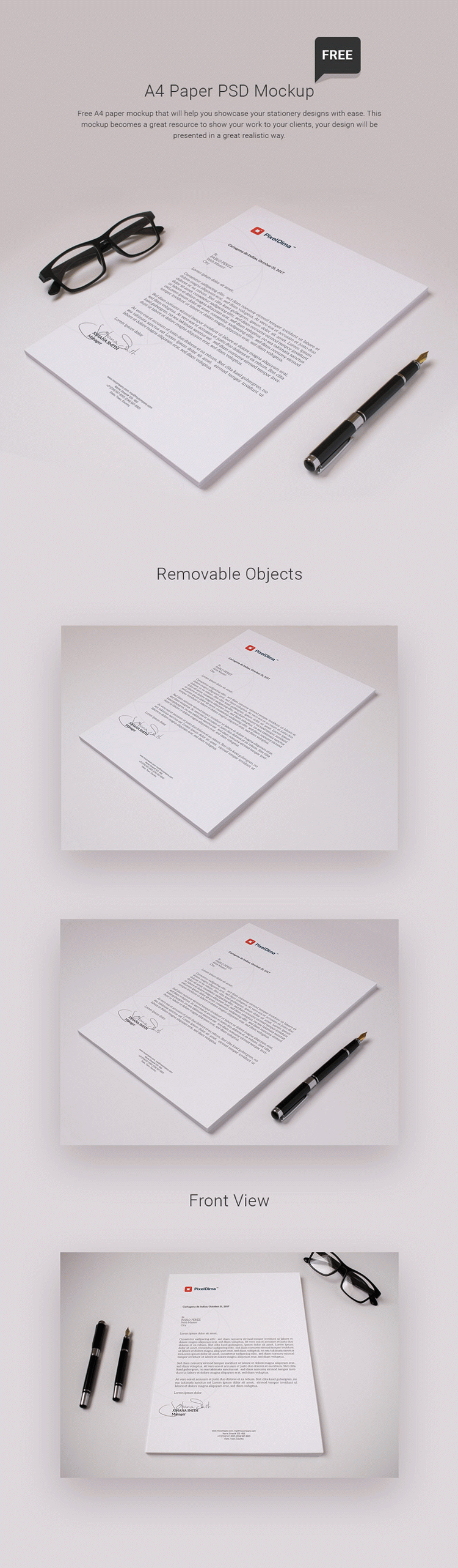 Free A4 Paper Mockup PSD Template