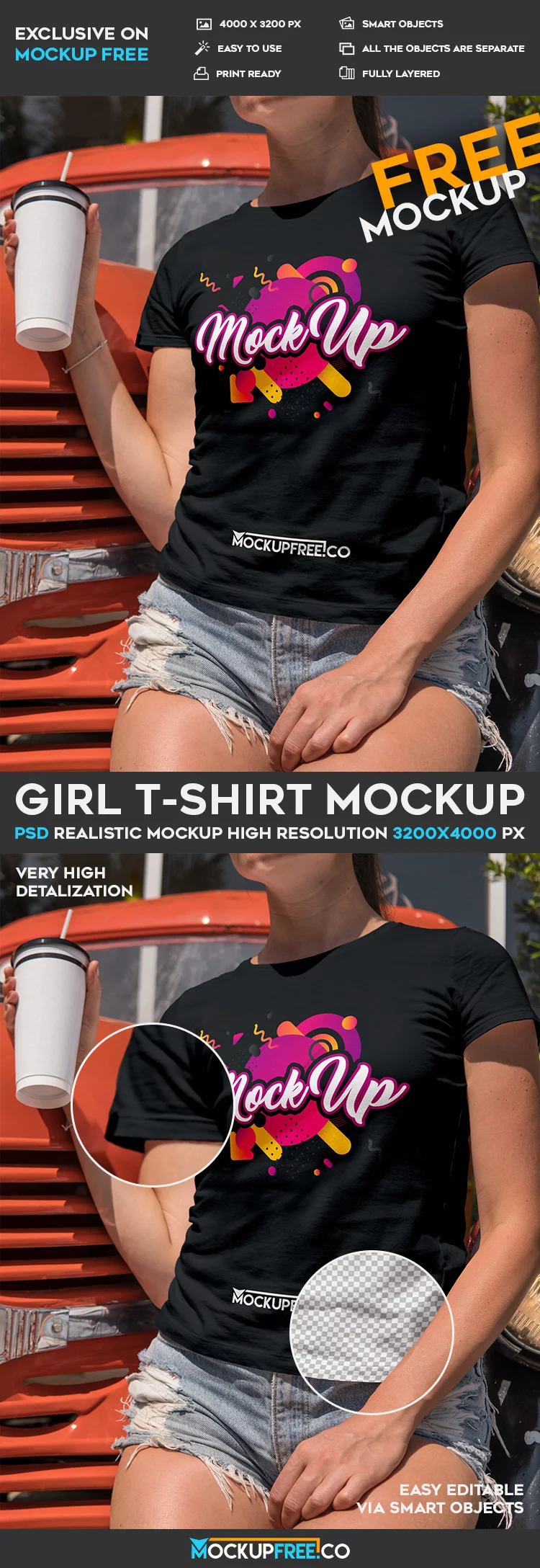 Girl T-Shirt – Free PSD Mockup