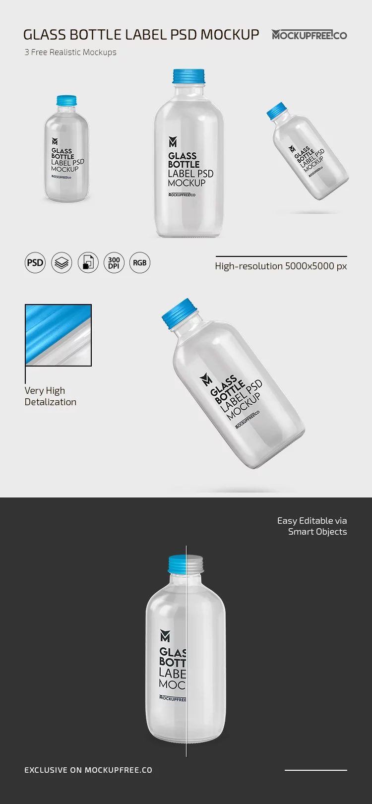 Glass Bottle Label PSD Mockup