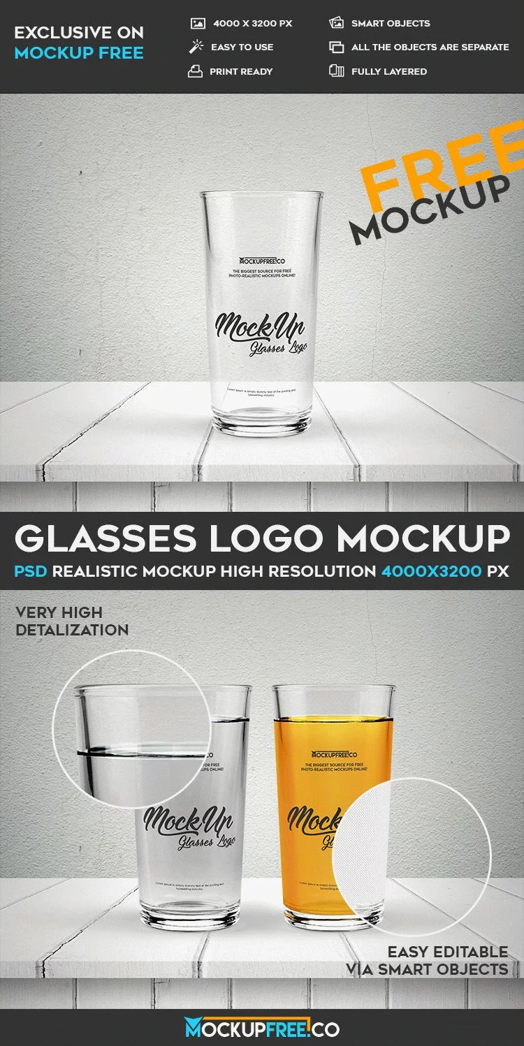 Glasses Logo – Free PSD Mockup