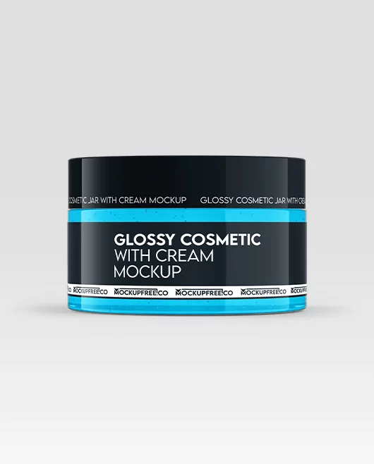 Glossy Cosmetic Jar with Cream Mockup PSD