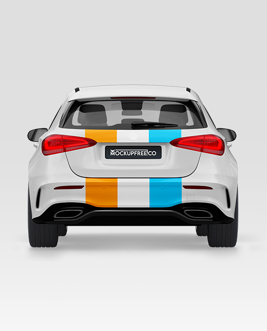 Hatchback Car Back View PSD Mockup Kit for Photoshop