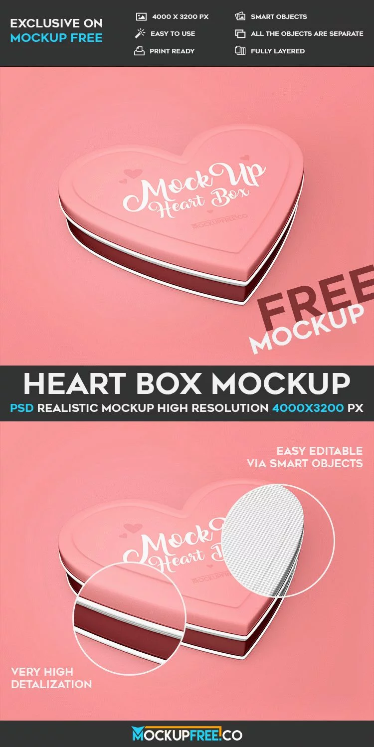 Heart Box – Free PSD Mockup