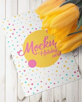 Holiday Card With A Tulips – 6 Free PSD Mockups