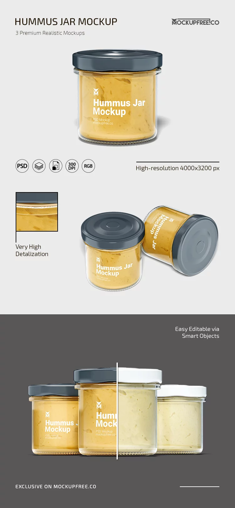 Hummus Jar Mockup PSD Template