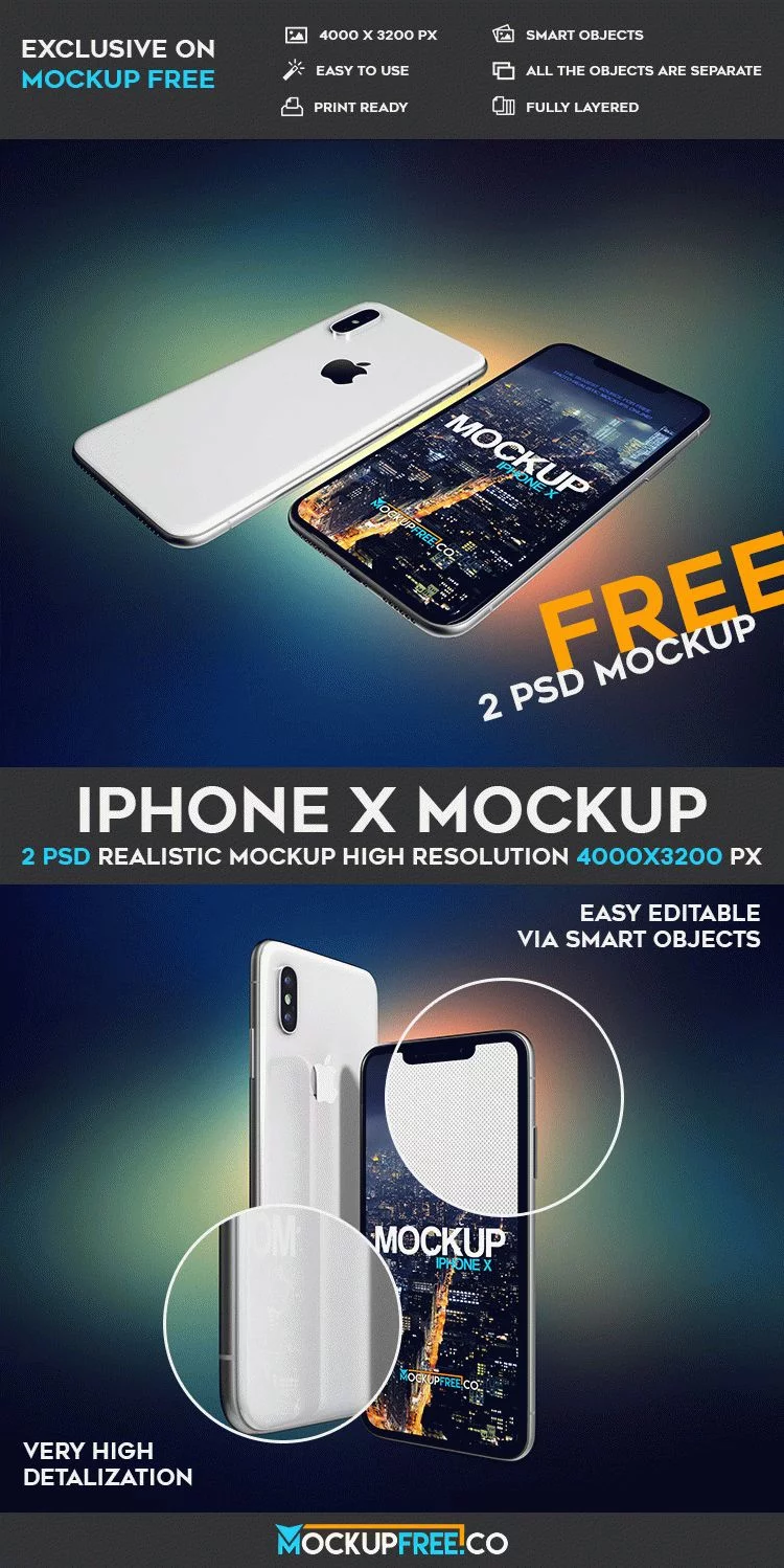 iPhone X – 2 Free PSD Mockups