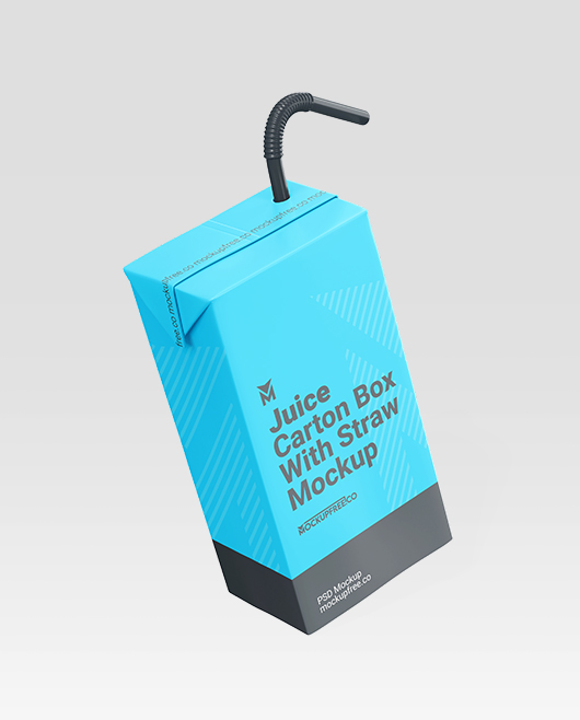 Juice Carton Box Mockup Template Set in PSD format