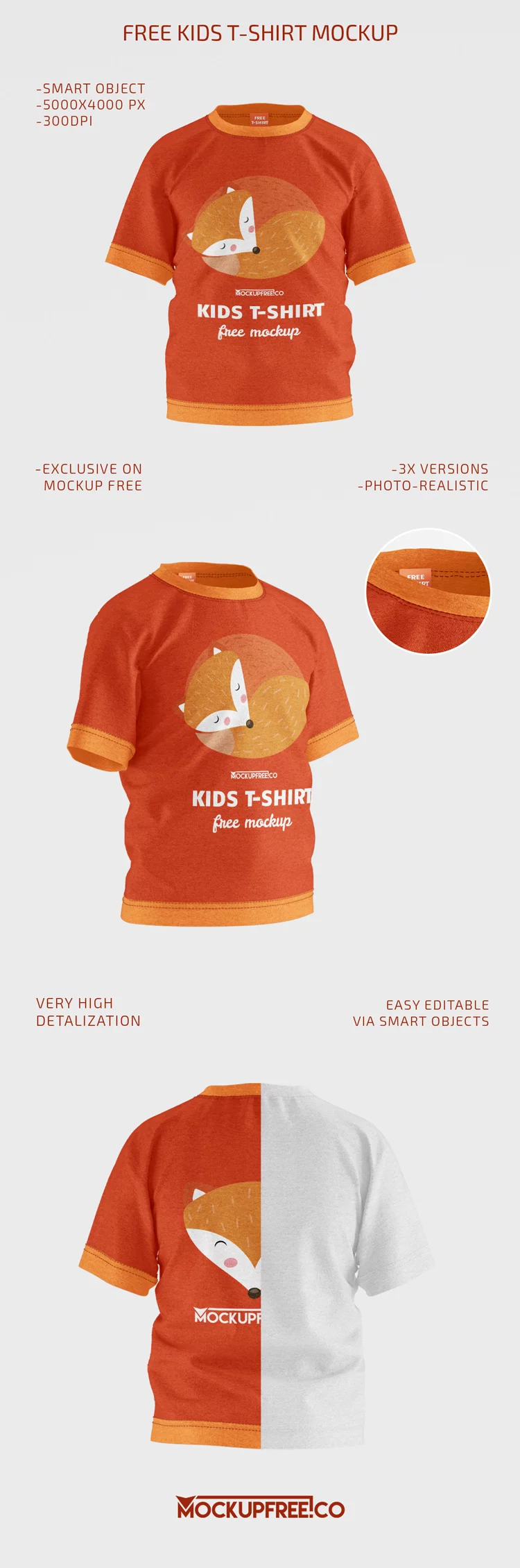 Kids T-Shirt  – 3 Free PSD Mockups