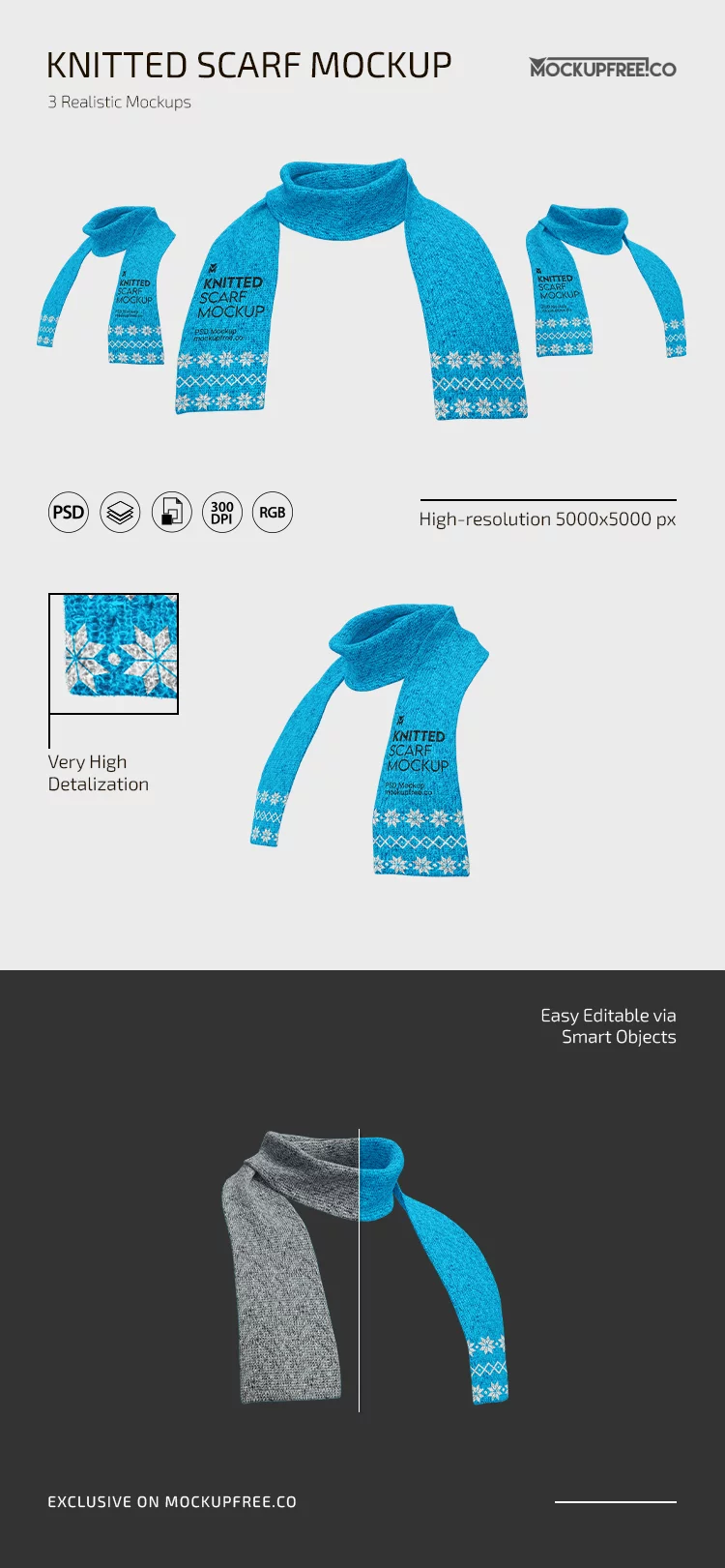 Knitted Scarf PSD Mockup