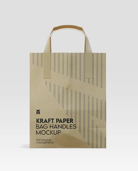 Kraft Paper Bag Handles PSD Mockup