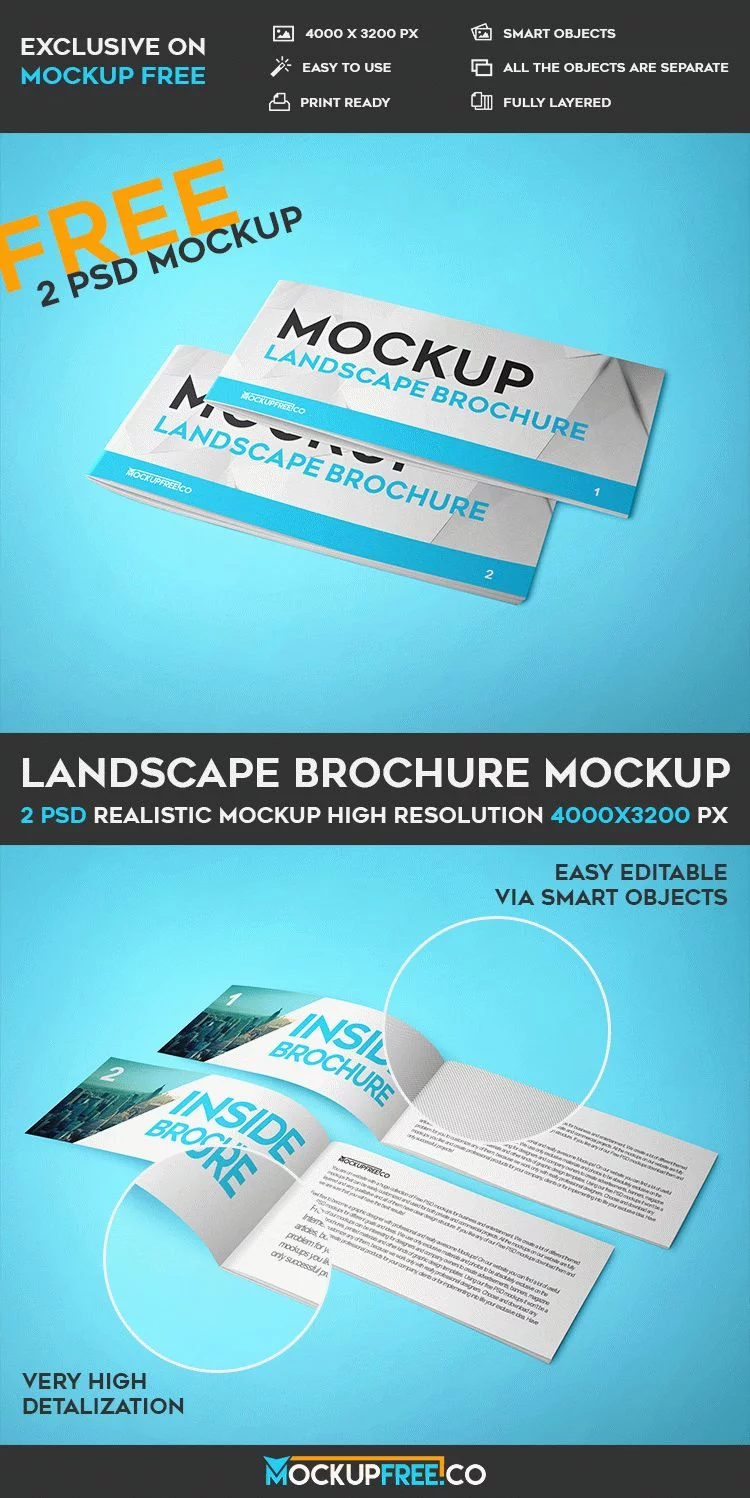 Landscape Brochure – 2 Free PSD Mockups