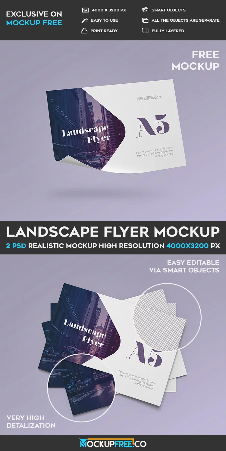 Landscape Flyer – 2 Free PSD Mockups
