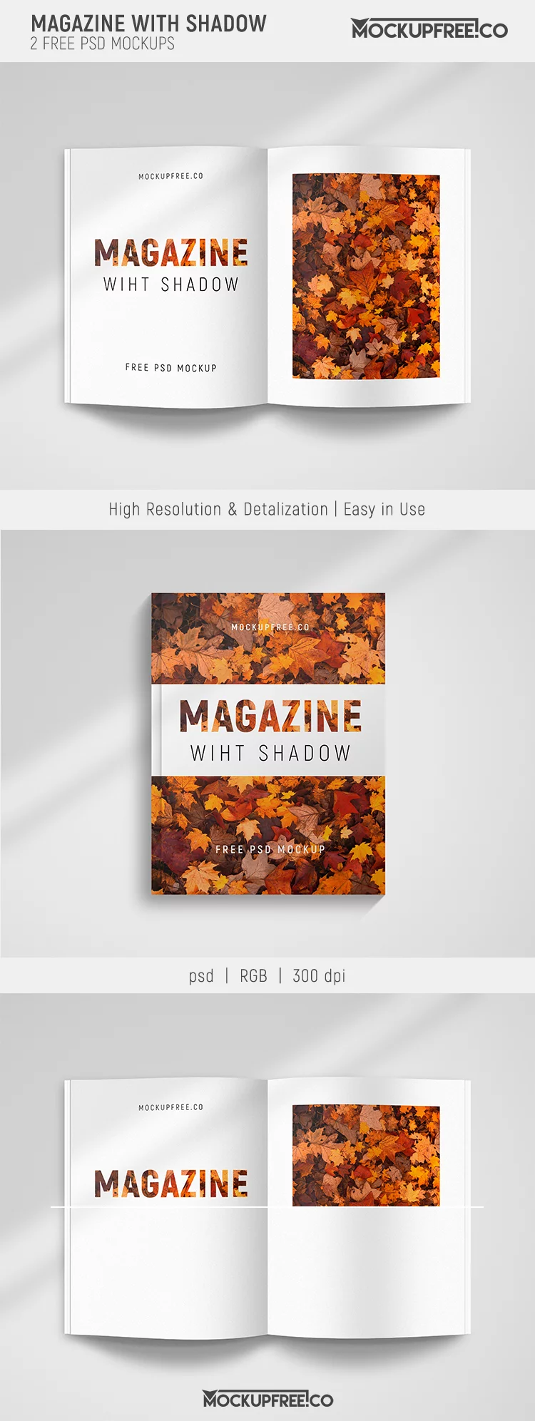 Magazine With Shadow – 2 Free PSD Mockups
