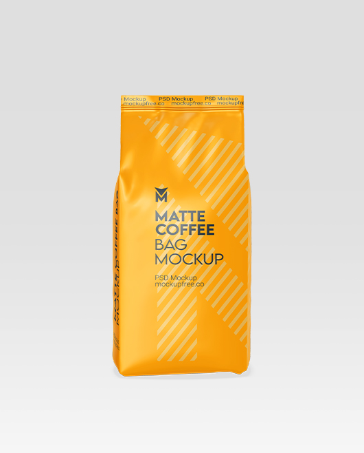 Matte Coffee Bag Mockup for Photoshop (PSD)