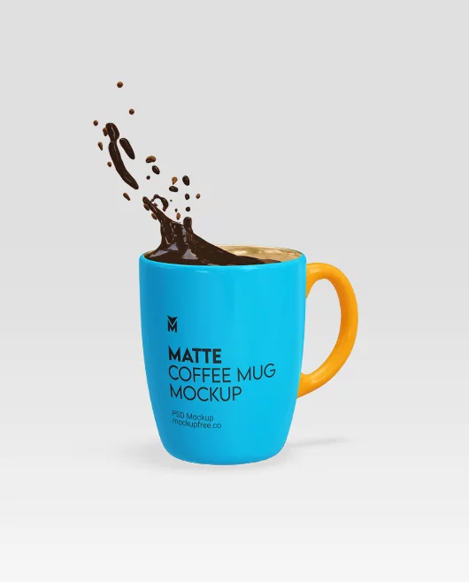 Matte Coffee Mug PSD Mockup