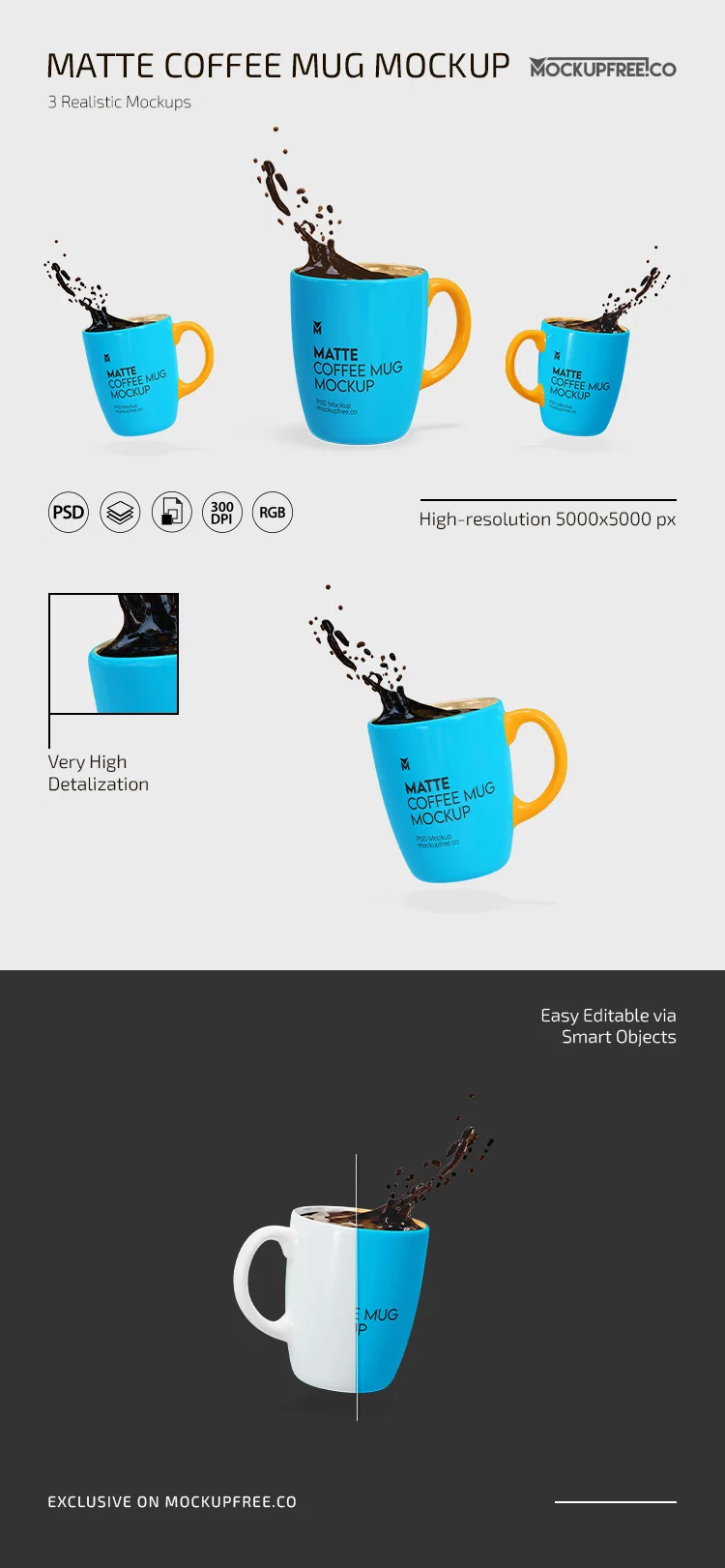 Matte Coffee Mug PSD Mockup