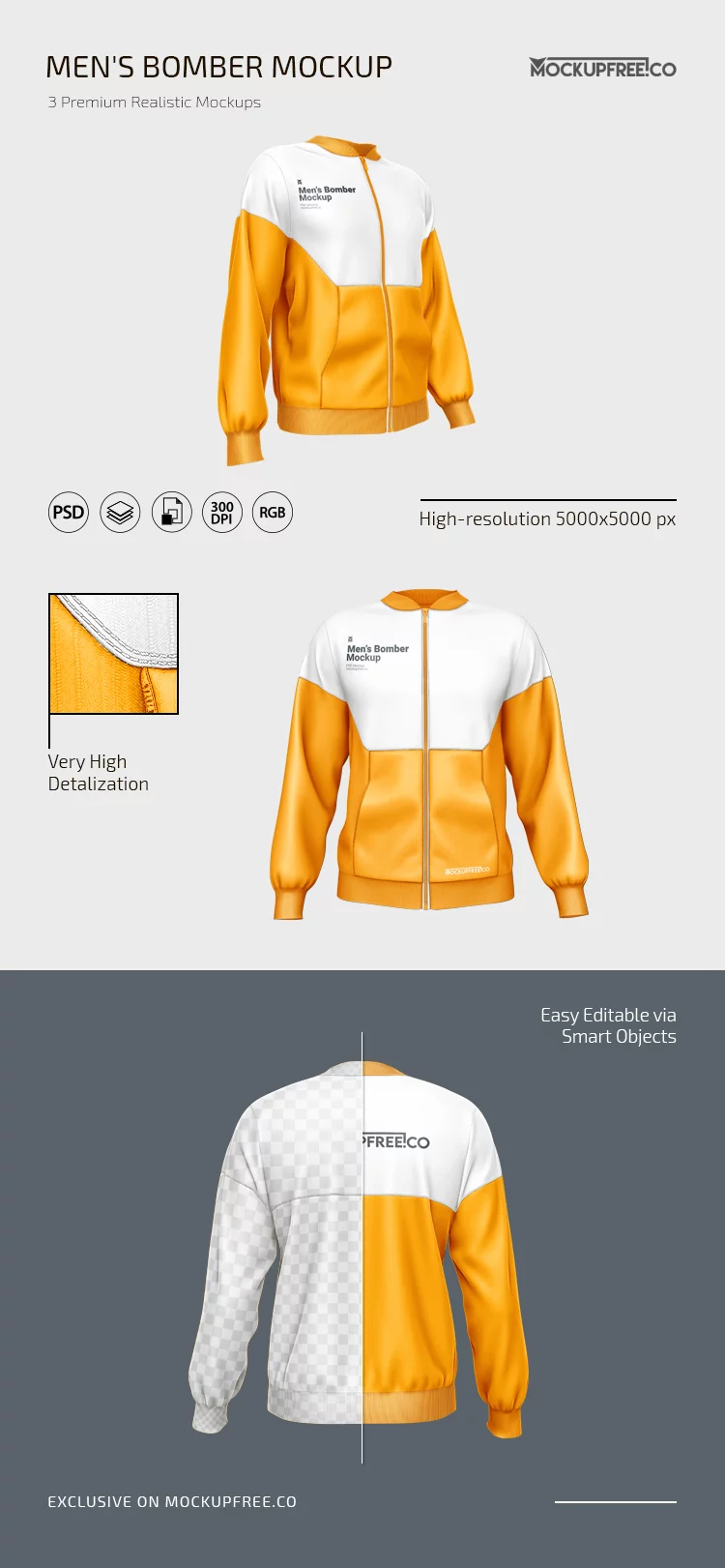 Men’s Bomber PSD Mockup