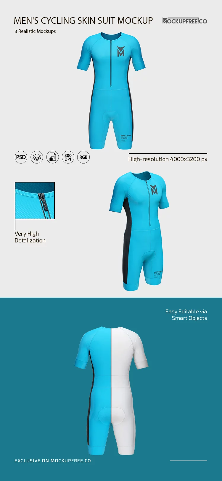 Men’s Cycling Skin Suit PSD Mockup