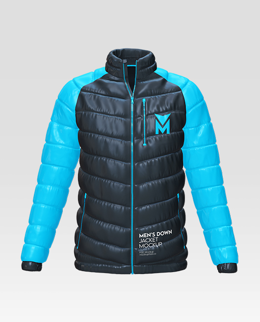 Men's Down Jacket Mockup Template Set in PSD Format