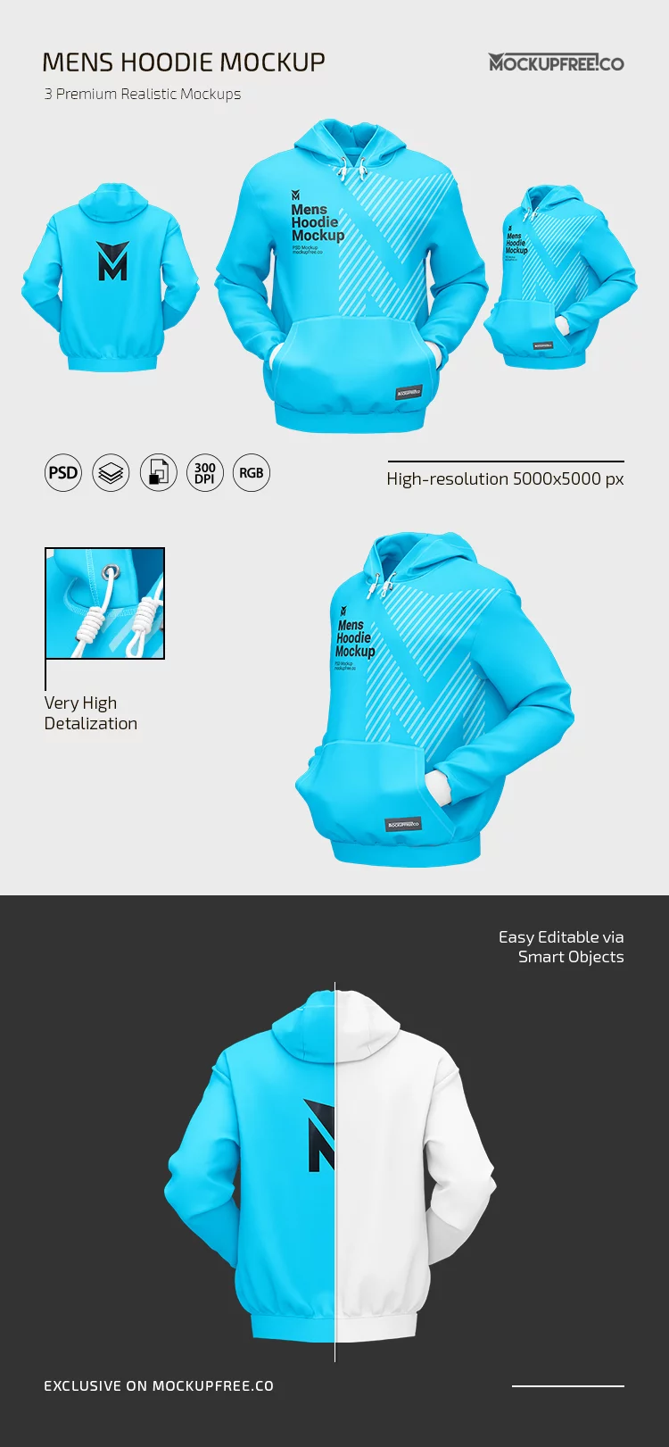 Men’s Hoodie PSD Mockup Front and Back