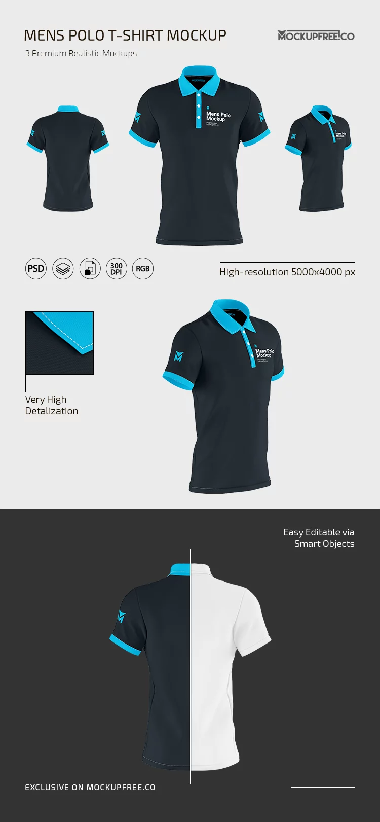 Men’s Polo T-shirt PSD Mockup