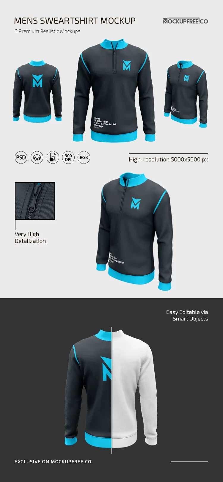Men’s Sweatshirt PSD Mockup Set