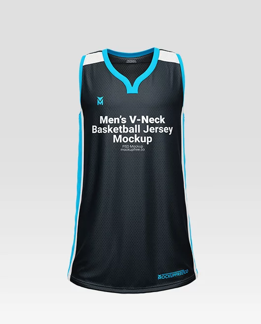 Men’s V-Neck Basketball Jersey PSD Mockup