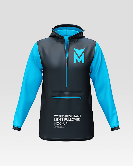 Men's Water-Resistant Pullover Mockup Template in PSD