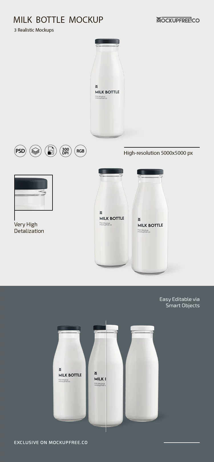 Milk Bottle Mockup PSD Template