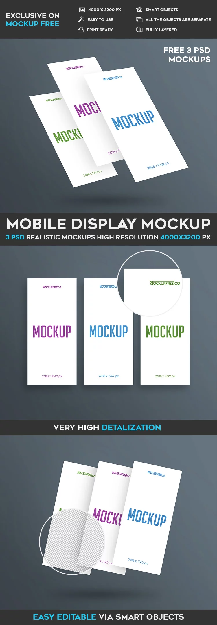 Mobile Display – 3 Free PSD Mockups
