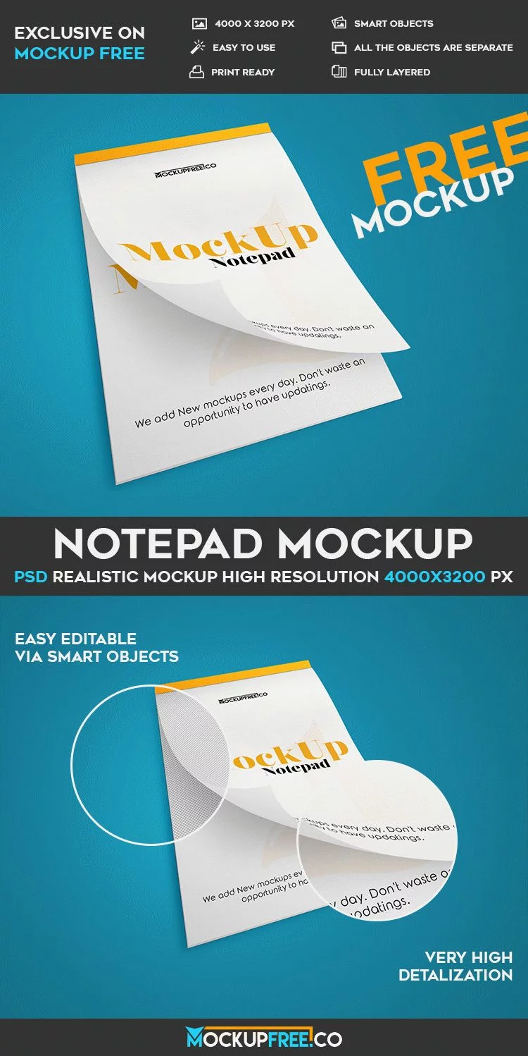 Notepad – Free PSD Mockup