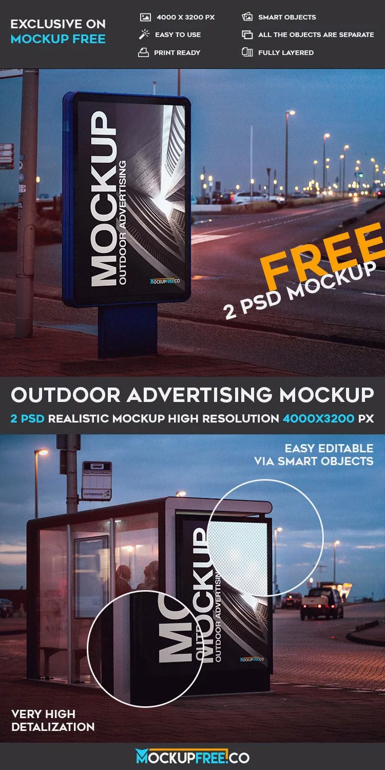 Outdoor Advertising – 2 Free PSD Mockups