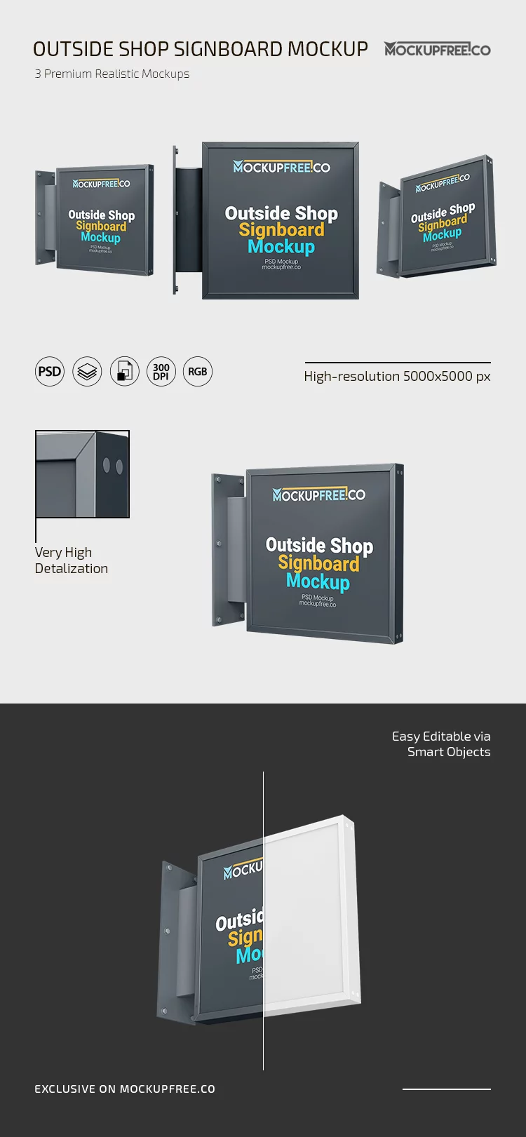 Outside Shop Signboard PSD Mockup