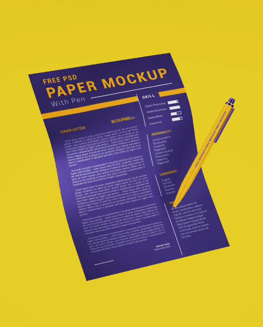 Paper and Pen – 2 Free PSD Mockups - Mockupfree.co