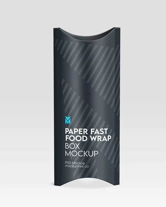 Paper Fast Food Wrap Box PSD Mockup
