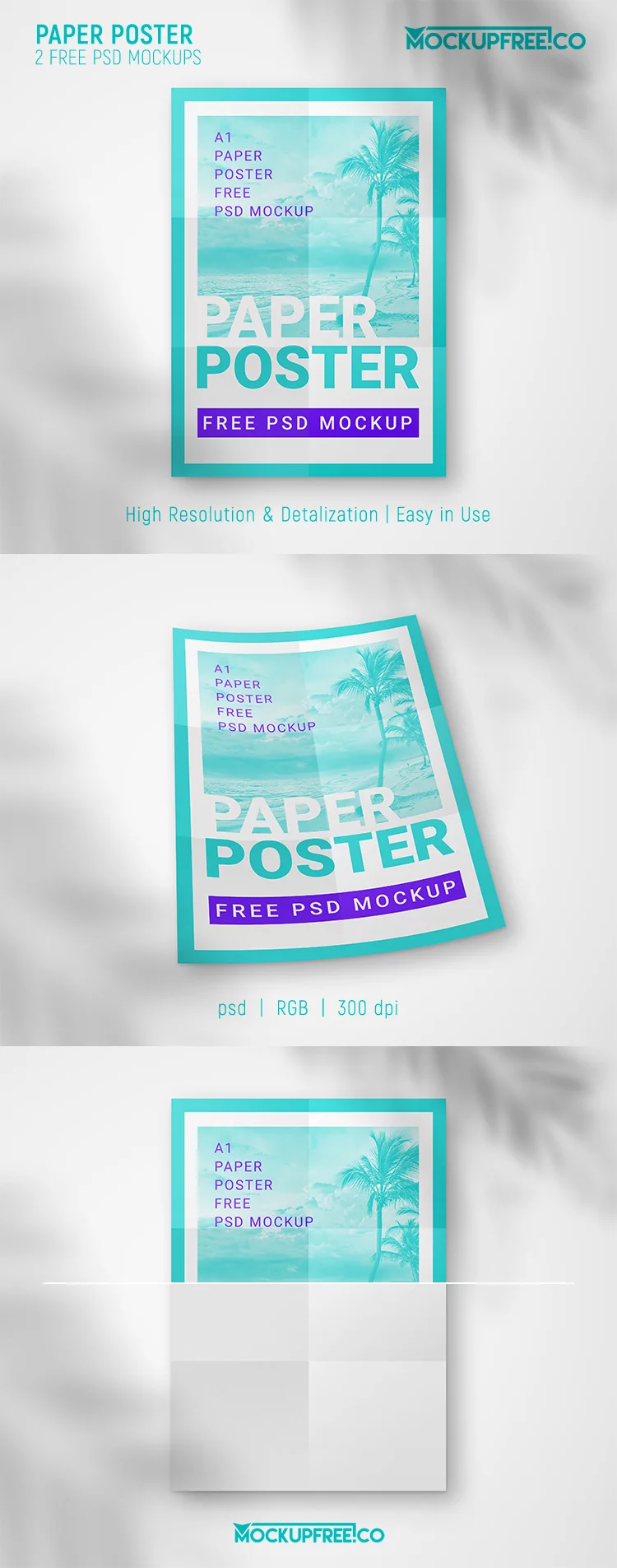 Paper Poster – 2 Free PSD Mockups